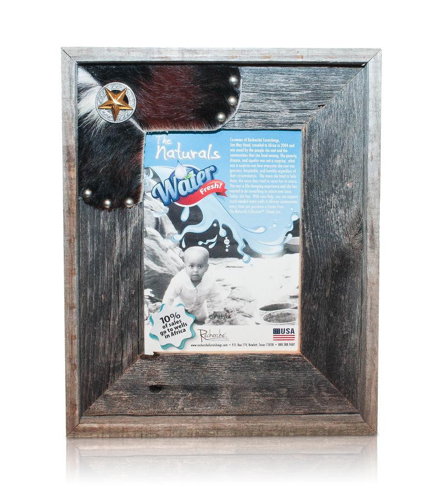 Cowhide Frame With Gold Star 8x10