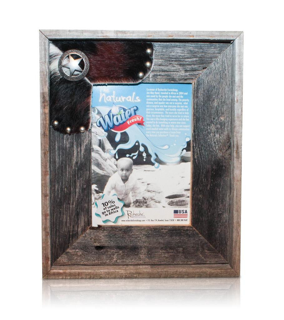 Cowhide Fancy Sheriff Star 8x10 Frame